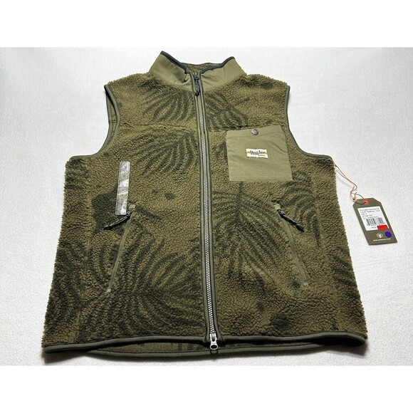 Howler Brothers Bros Vest Mens Small Chisos Fleece Sherpa Forest Leaf Print NWT - Picture 1 of 10